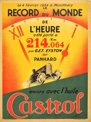 Original Art Deco Castrol world record racing car poster